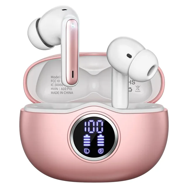 FHUMSH A10 Pro LED Display Earbuds — Rose Gold